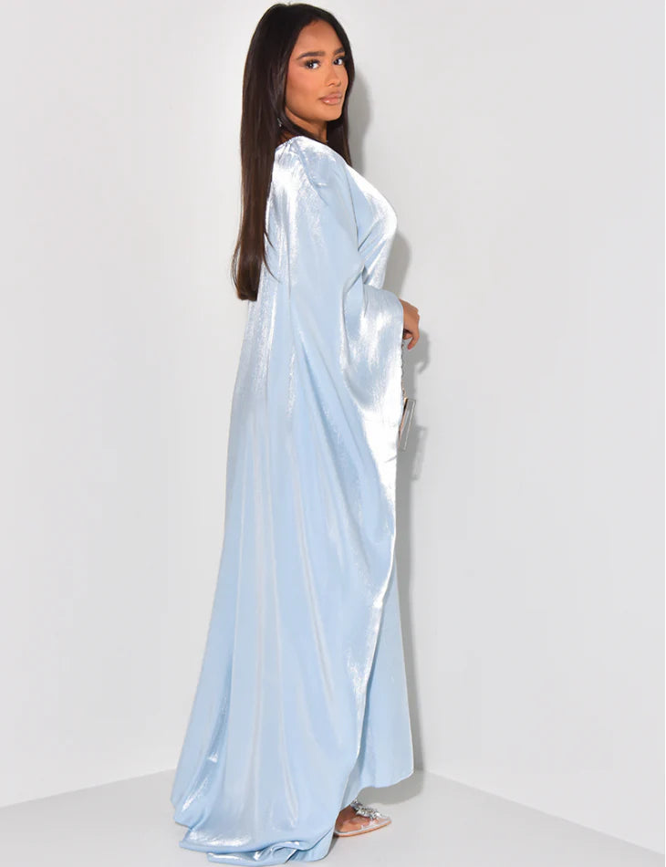 Butterly shimmer abaya blue kaftan ramadan