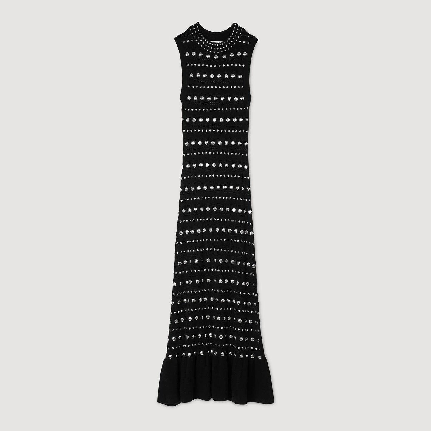 Black Studded Midi Dress for Evening Wear